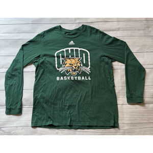 Adidas Ohio Bobcats Basketball Long Sleeve T Shirt Size XL Green Rare